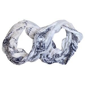 Charlotte Russe White and Blue Floral Infinity Scarf